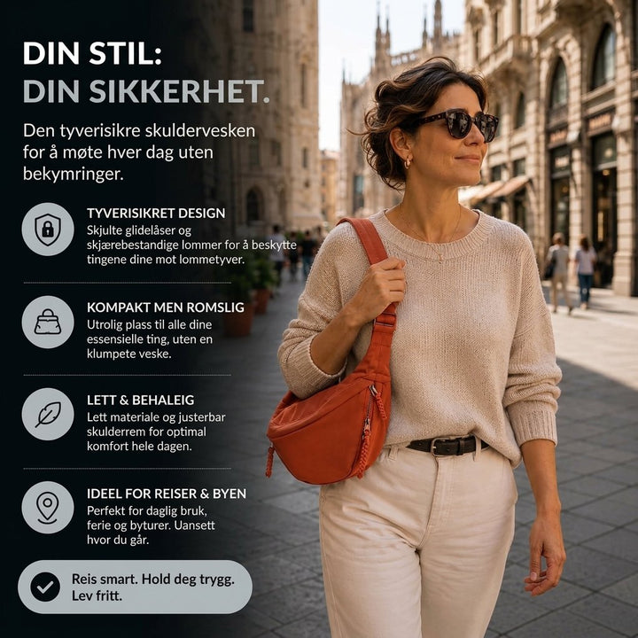 Oline™ – Anti-tyveri Halvmåne Crossbody Skulderveske