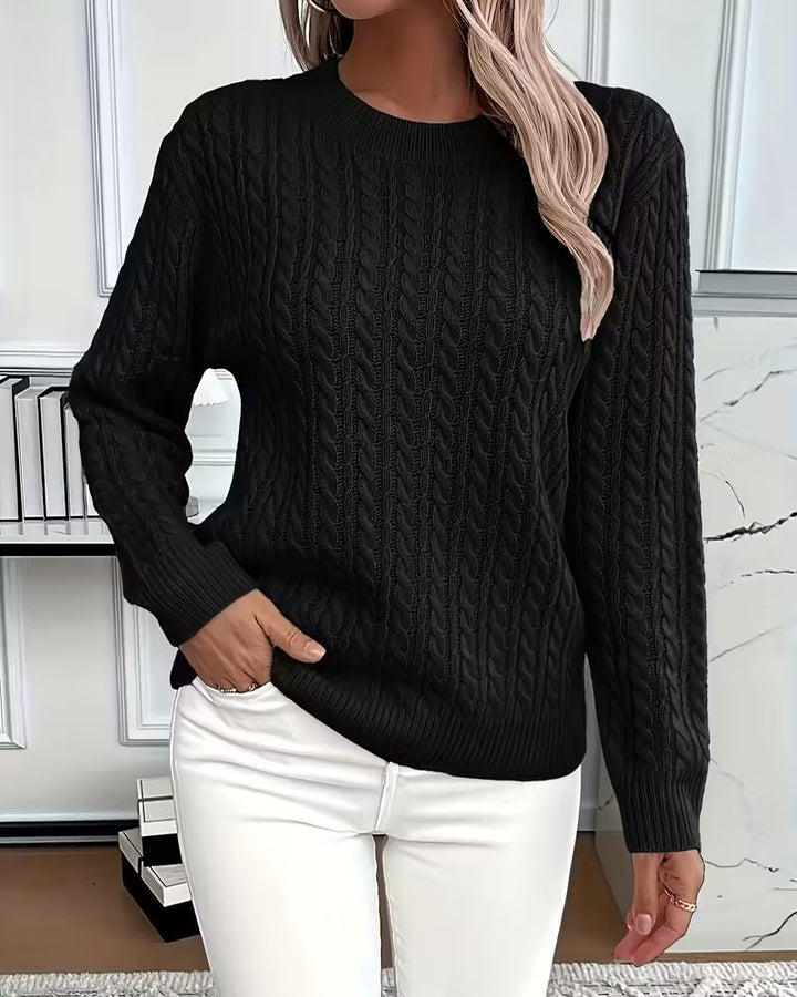 Åshild™ – Avslappet Strikkegenser med Lange Ermer