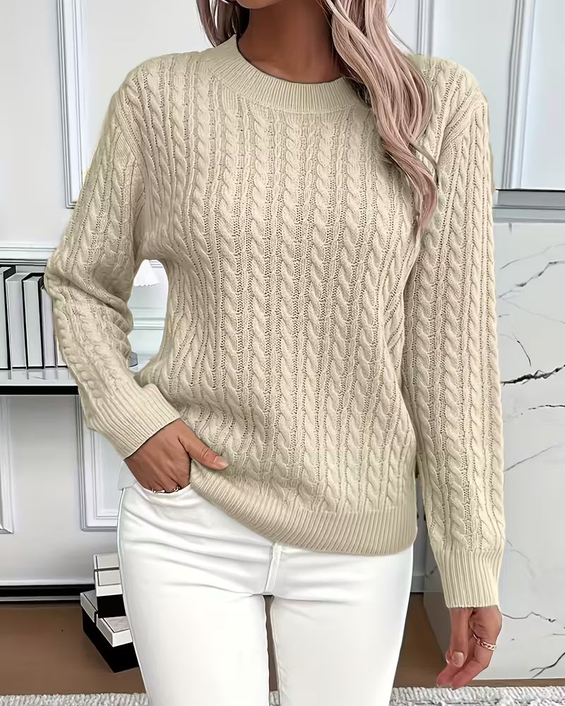 Åshild™ – Avslappet Strikkegenser med Lange Ermer