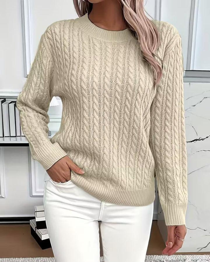 Åshild™ – Avslappet Strikkegenser med Lange Ermer