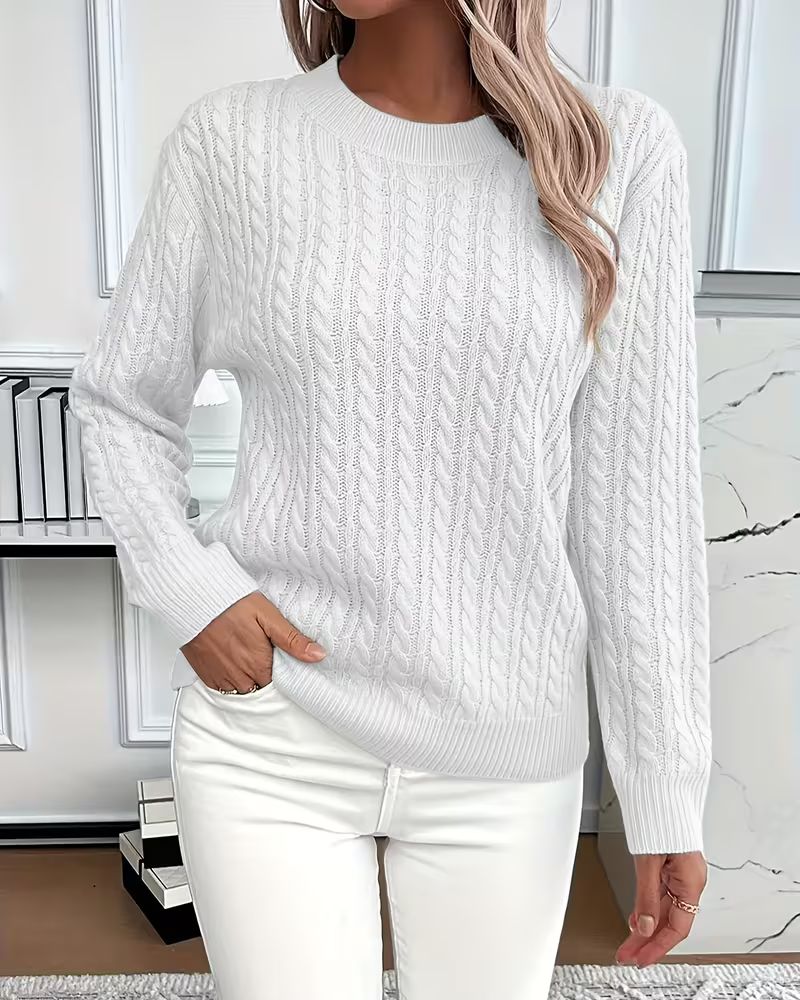 Åshild™ – Avslappet Strikkegenser med Lange Ermer