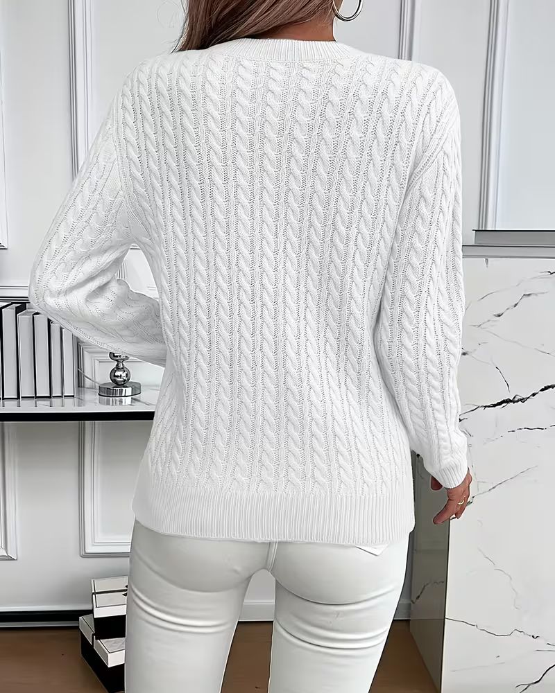 Åshild™ – Avslappet Strikkegenser med Lange Ermer