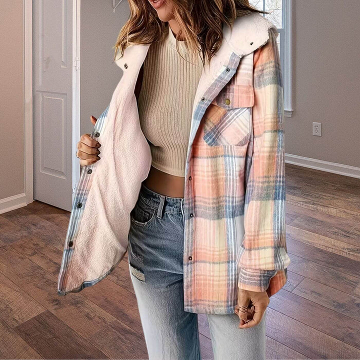 Bergithe™ – Fôret Vinterjakke med Hette og Rutemønster