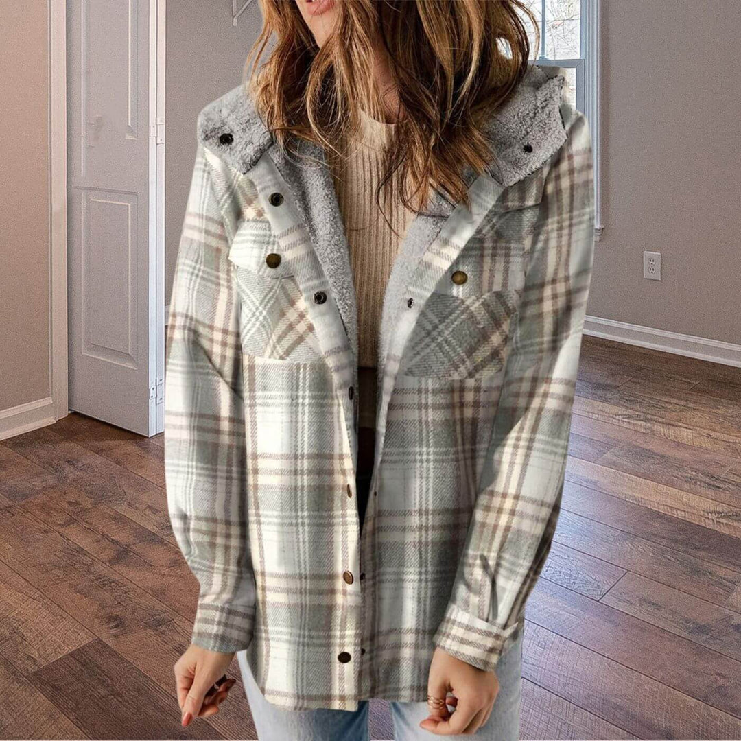 Bergithe™ – Fôret Vinterjakke med Hette og Rutemønster