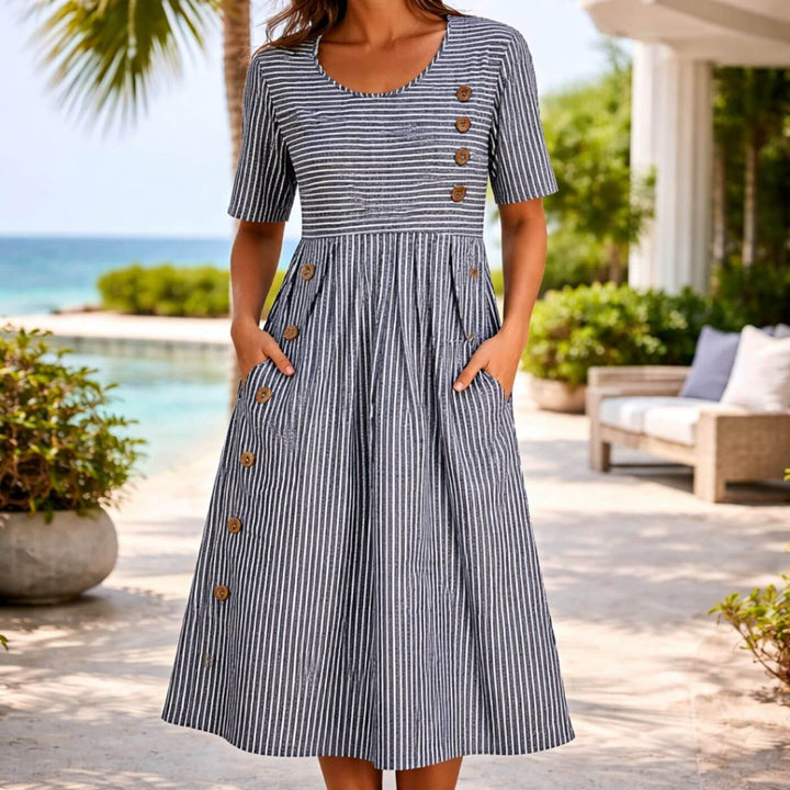 Birgitta™- Pustende Casual Midi Kjole