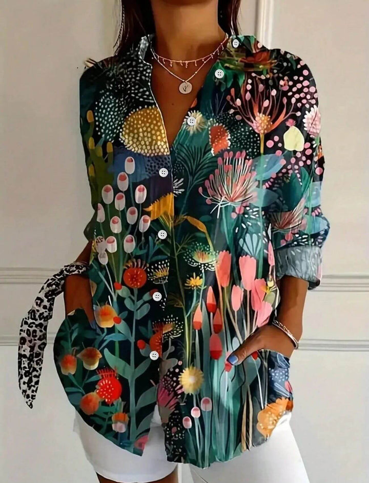 Caroline™ – Komfortabel Bluse med Fargerikt Blomsterprint