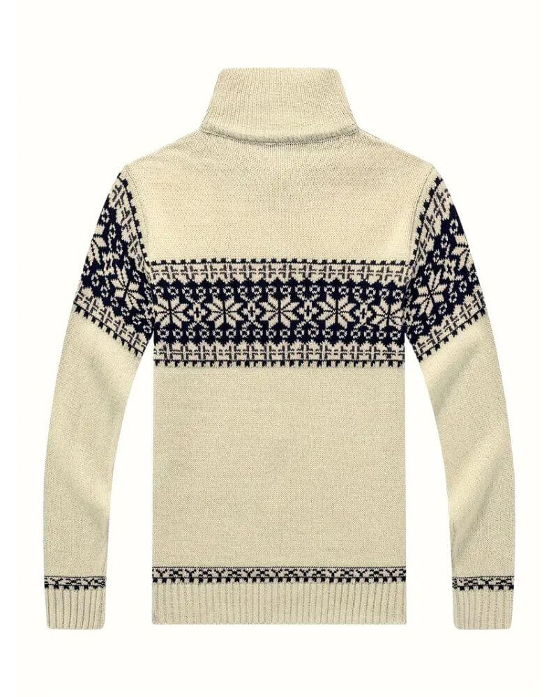 Carsten™ – Uformell Strikkejakke med Snøfnuggmønster