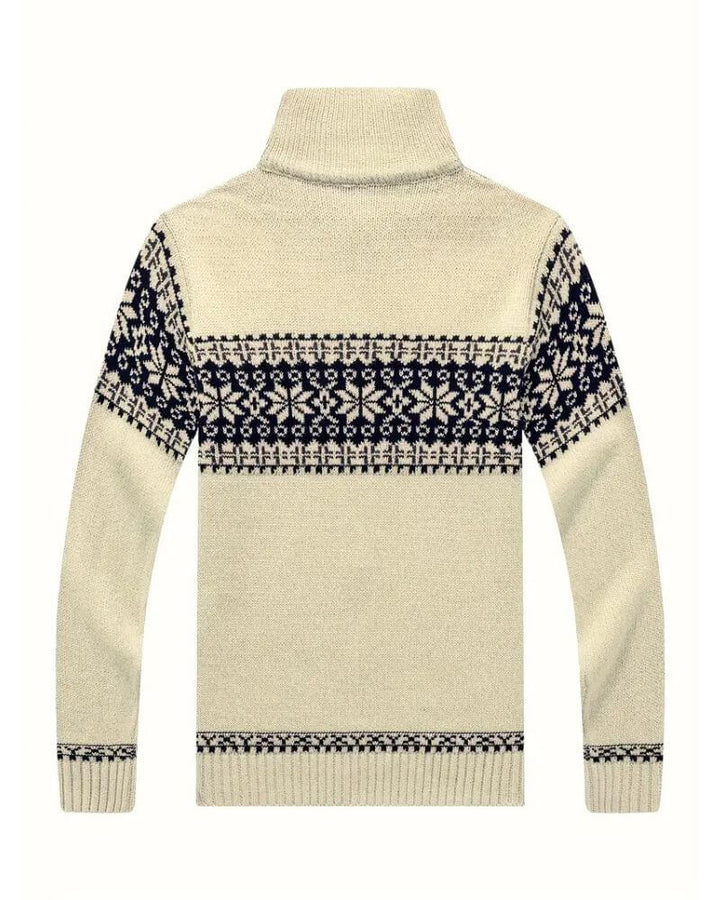 Carsten™ – Uformell Strikkejakke med Snøfnuggmønster