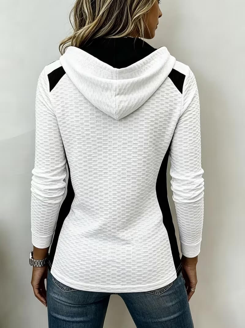Celine™ - Lett hettegenser med struktur og kontrastdetaljer