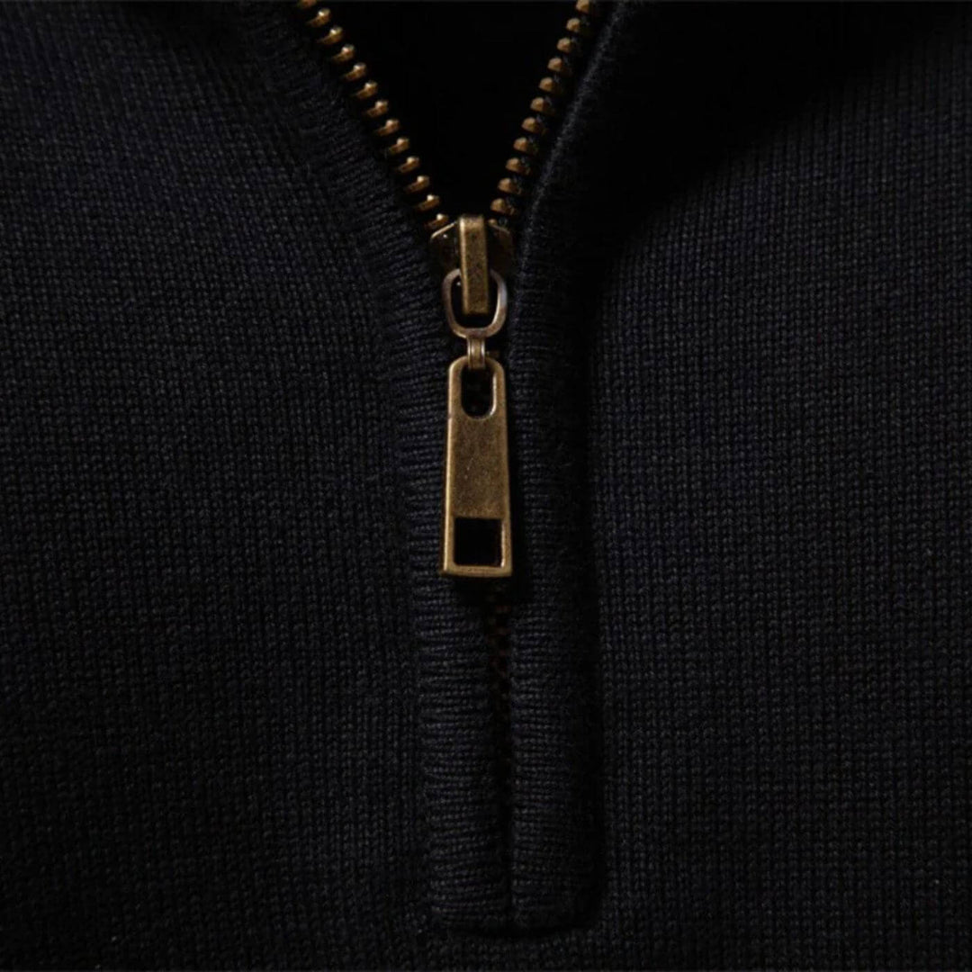 Dennis™- Stripet Genser med Quarter Zip