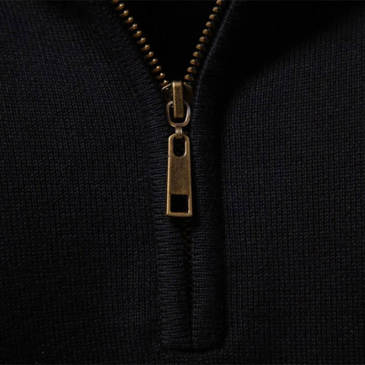 Dennis™- Stripet Genser med Quarter Zip