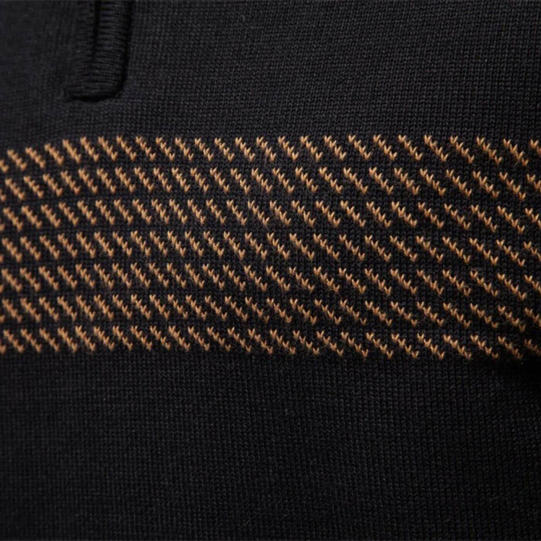 Dennis™- Stripet Genser med Quarter Zip