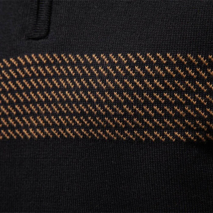 Dennis™- Stripet Genser med Quarter Zip