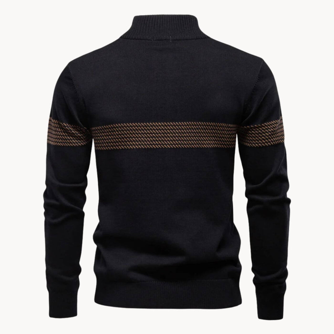 Dennis™- Stripet Genser med Quarter Zip