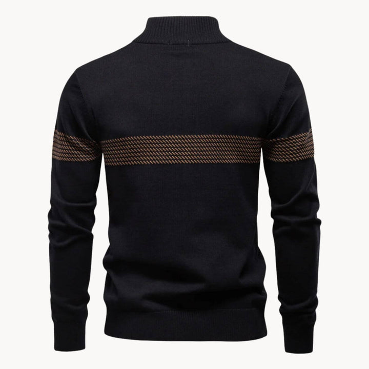 Dennis™- Stripet Genser med Quarter Zip