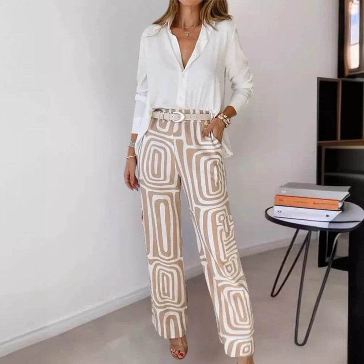 Elisabeth™ – Stilfull Bluse- og Bukse-sett med Belte