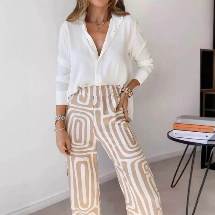 Elisabeth™ – Stilfull Bluse- og Bukse-sett med Belte