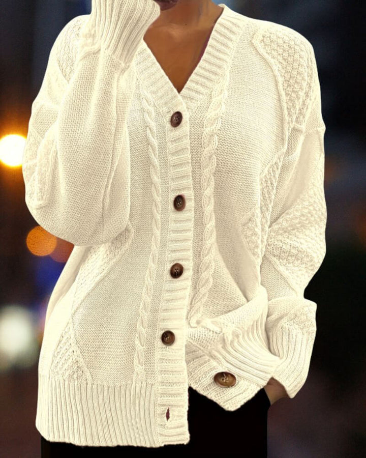 Elise™ – Komfortabel Strikket Cardigan med Knapper
