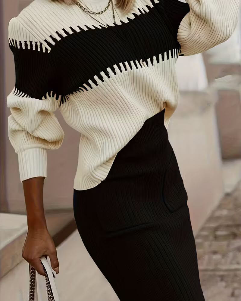 Embla™ - Stilig Langermet Topp og Skjørt 2-delt Sett