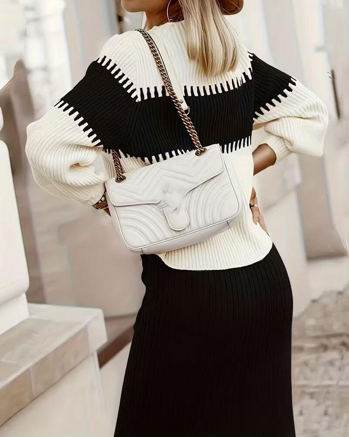 Embla™ - Stilig Langermet Topp og Skjørt 2-delt Sett