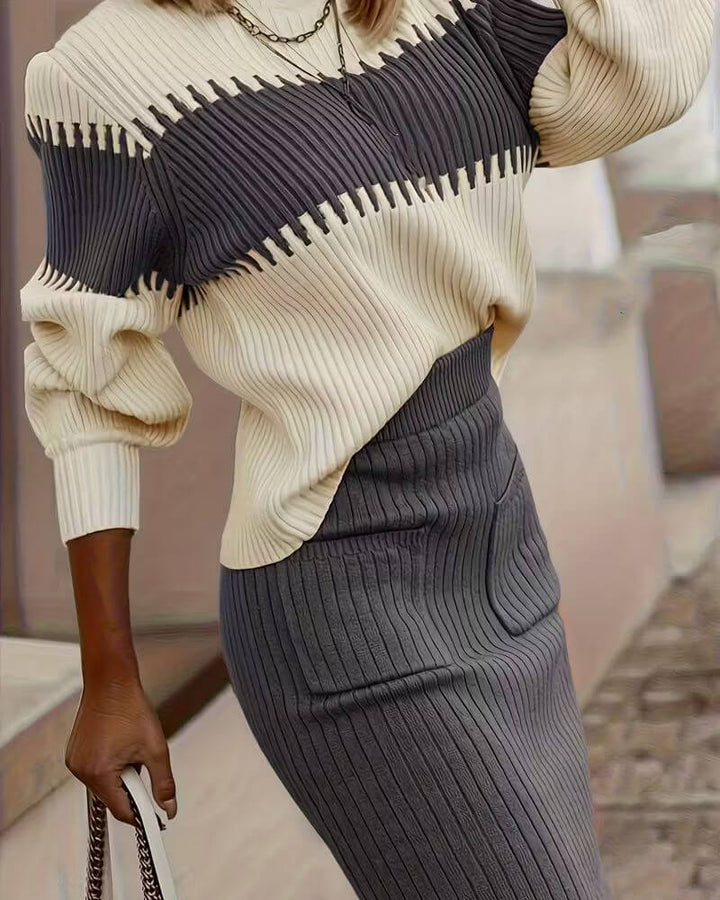 Embla™ - Stilig Langermet Topp og Skjørt 2-delt Sett