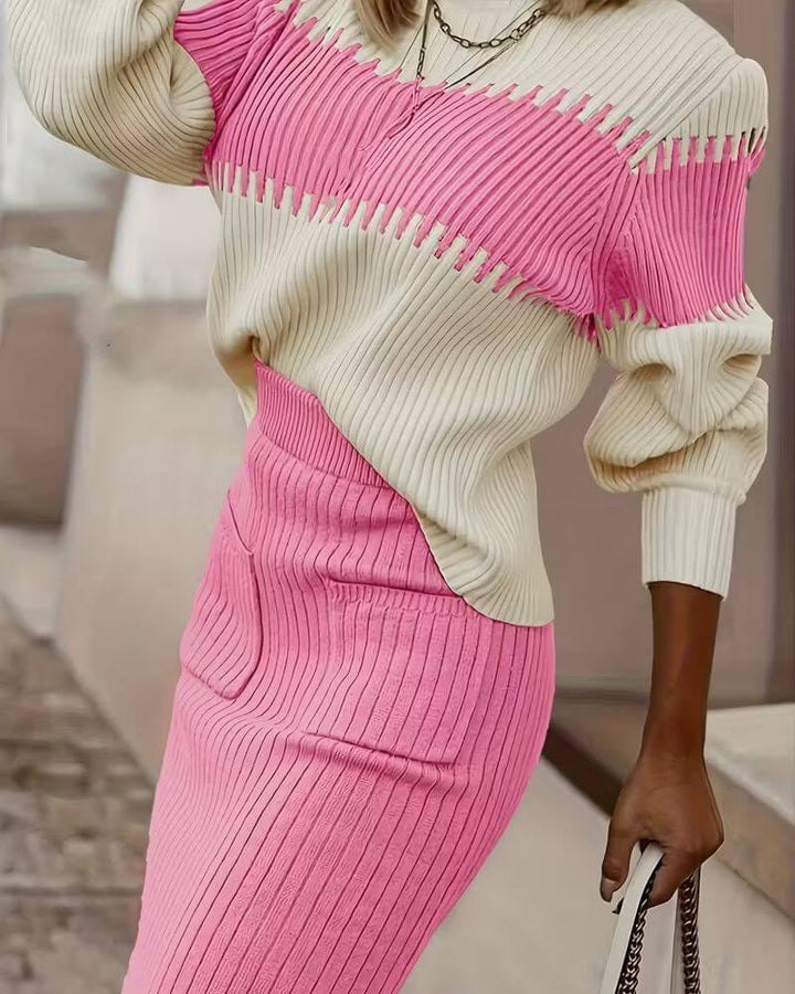 Embla™ - Stilig Langermet Topp og Skjørt 2-delt Sett