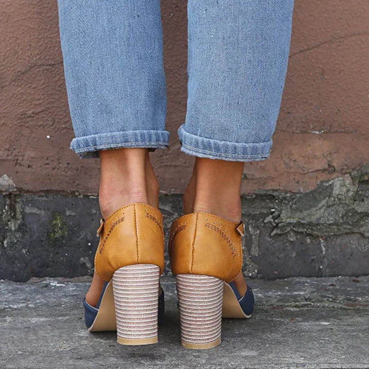 Emilie™ – Lukkede Retro Sandaler med Hæl