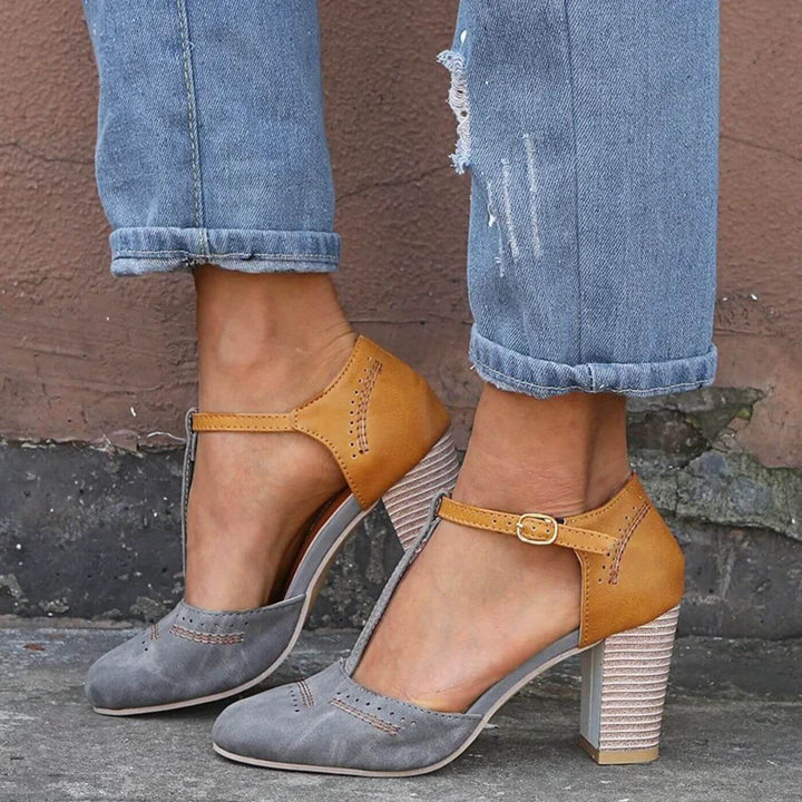 Emilie™ – Lukkede Retro Sandaler med Hæl