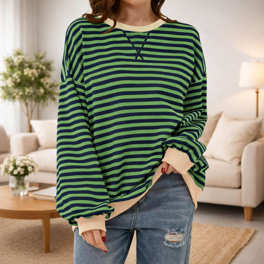 Esther™- Stripete Casual Genser med Rund Hals