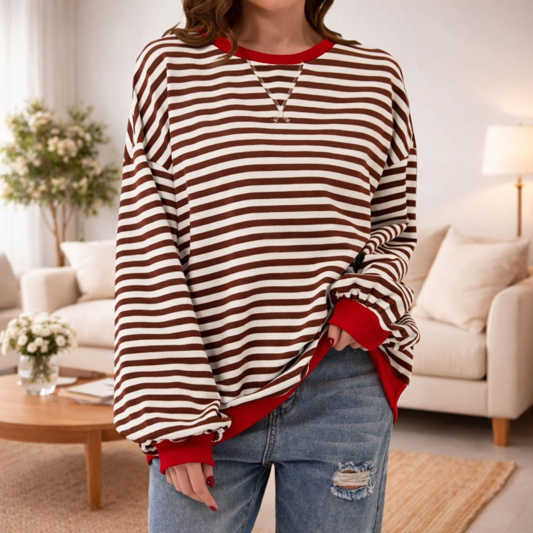 Esther™- Stripete Casual Genser med Rund Hals