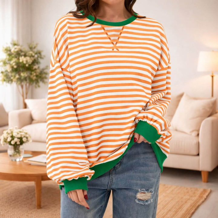 Esther™- Stripete Casual Genser med Rund Hals