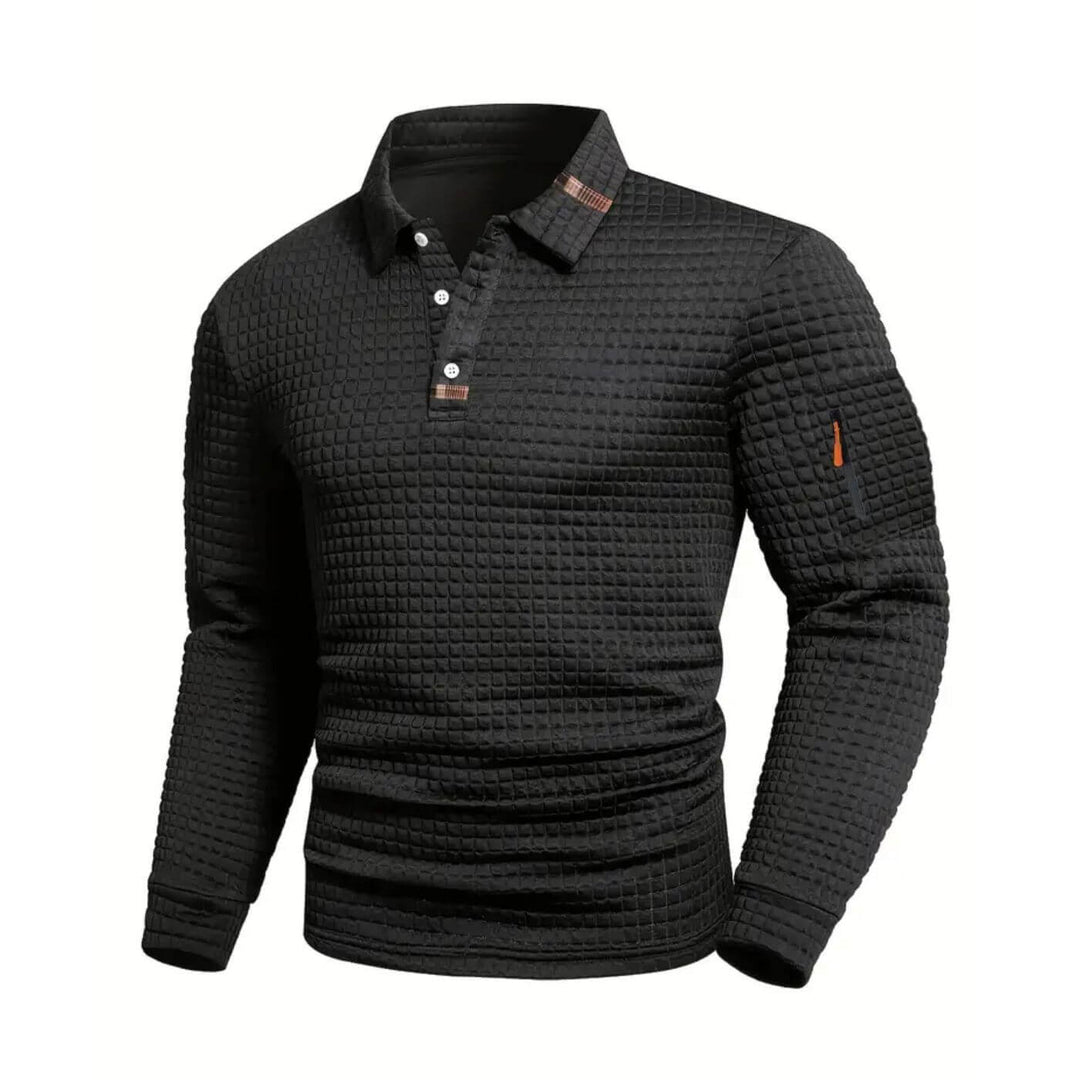 Even™ - Teksturert Langermet Poloskjorte