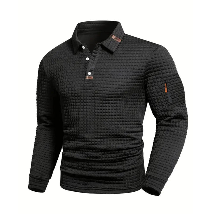 Even™ - Teksturert Langermet Poloskjorte