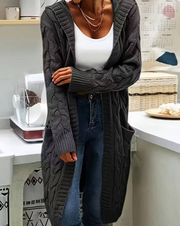 Frøya™ – Komfortabel Langstrikket Cardigan med Hette