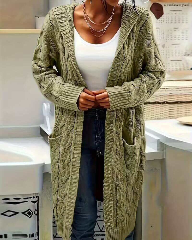 Frøya™ – Komfortabel Langstrikket Cardigan med Hette