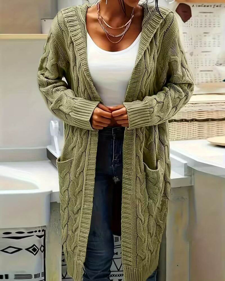 Frøya™ – Komfortabel Langstrikket Cardigan med Hette