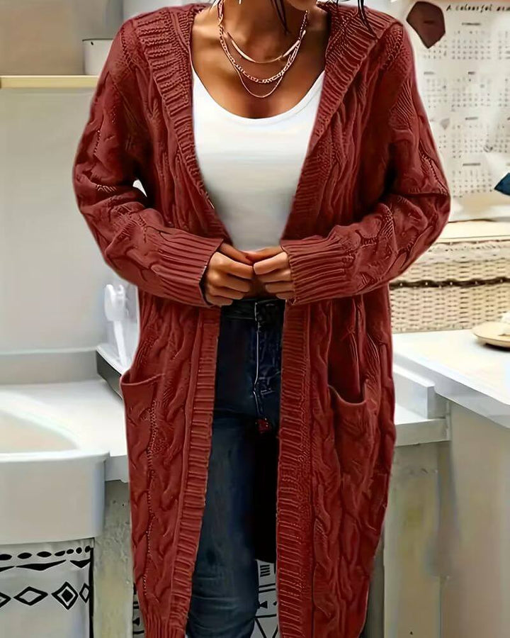 Frøya™ – Komfortabel Langstrikket Cardigan med Hette