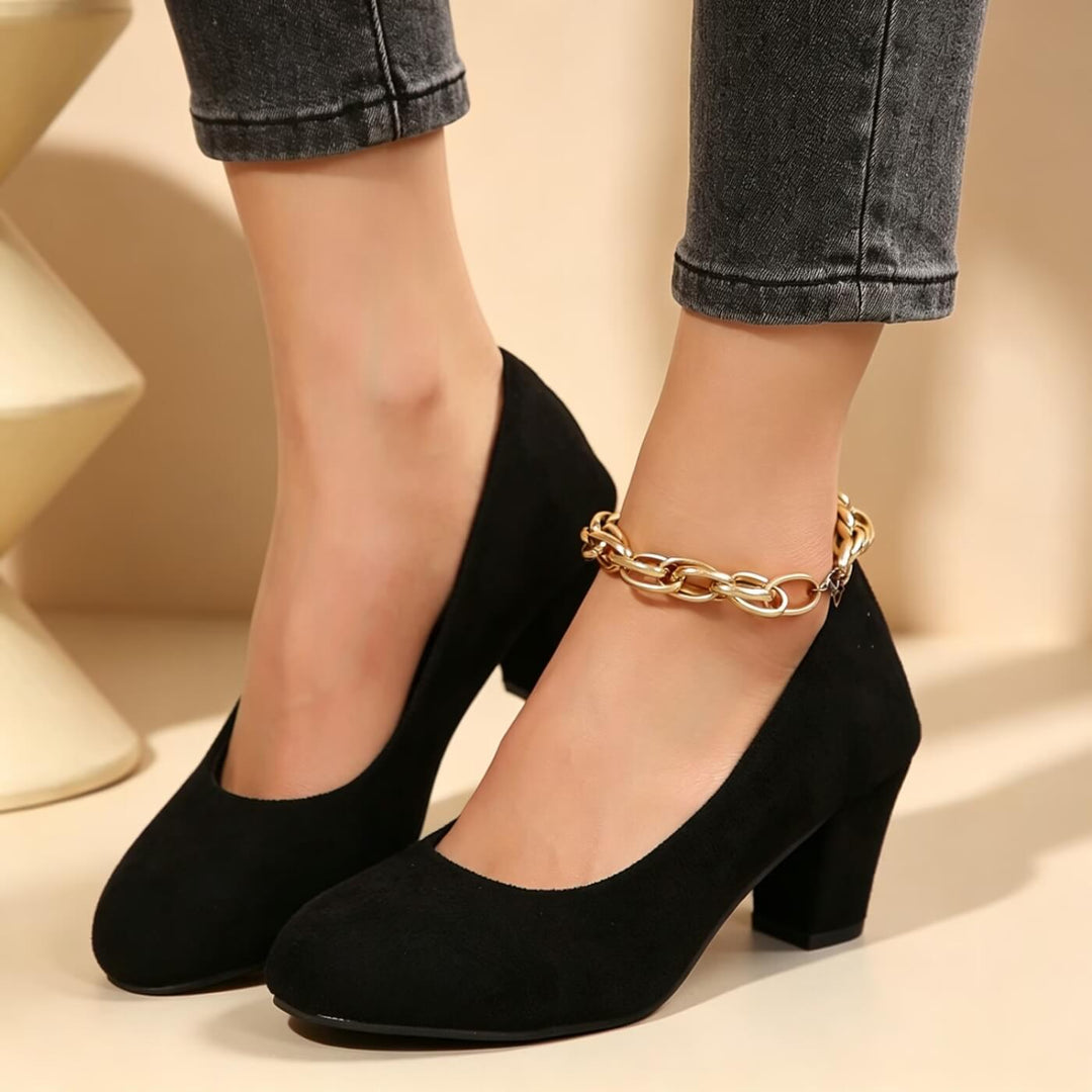 Grete™ - Komfortable pumps med rund tå og bred hæl