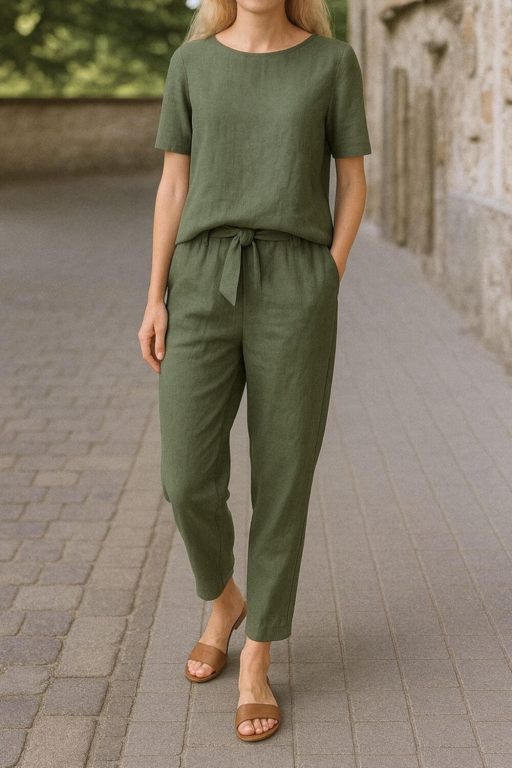 Grete™ - Komfortabelt Sommerbluse- og Buksesett