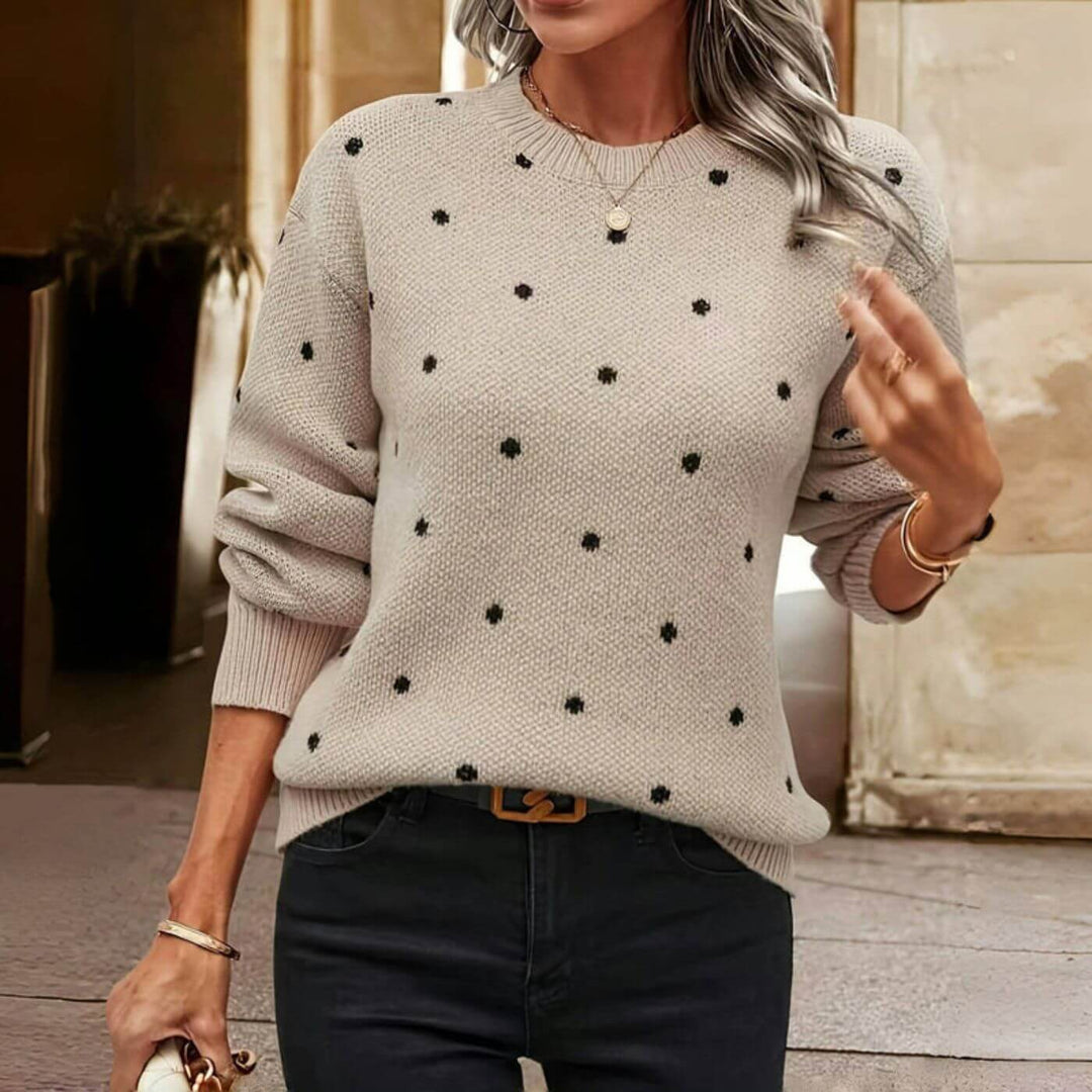 Hanne™- Strikket Topp med Prikkemønster