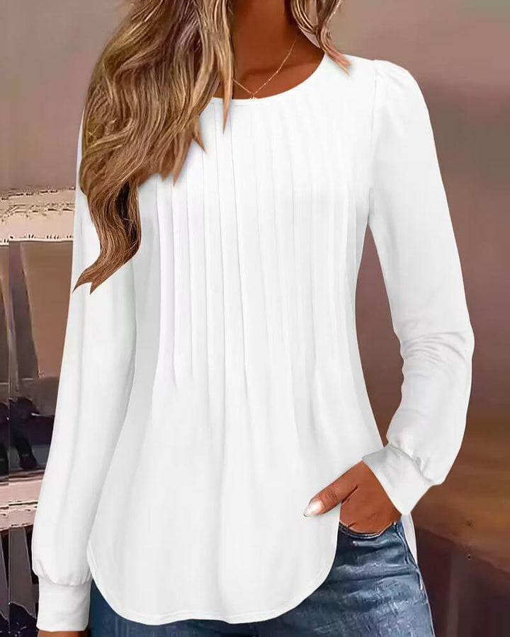 Hedda™ - Komfortabel Langermet Topp med Rund Hals