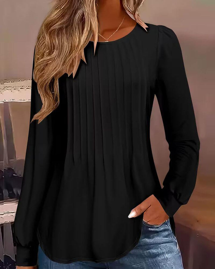 Hedda™ - Komfortabel Langermet Topp med Rund Hals