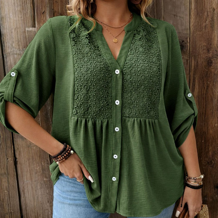 Hedda™- V-hals Bluse med Knapper