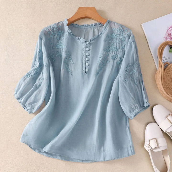 Helmi™ – Elegant Brodert Sommerbluse