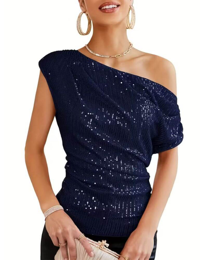 Iselin™ – Paljettopp med én skulder