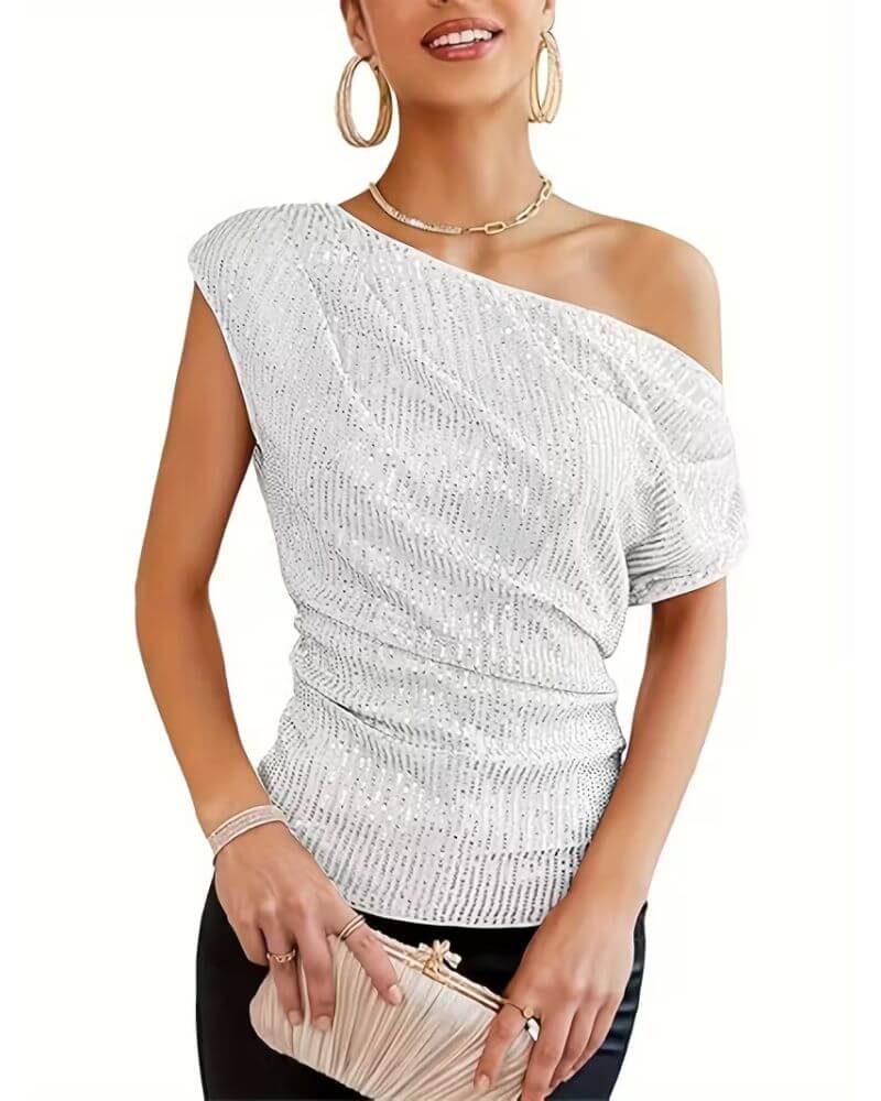 Iselin™ – Paljettopp med én skulder