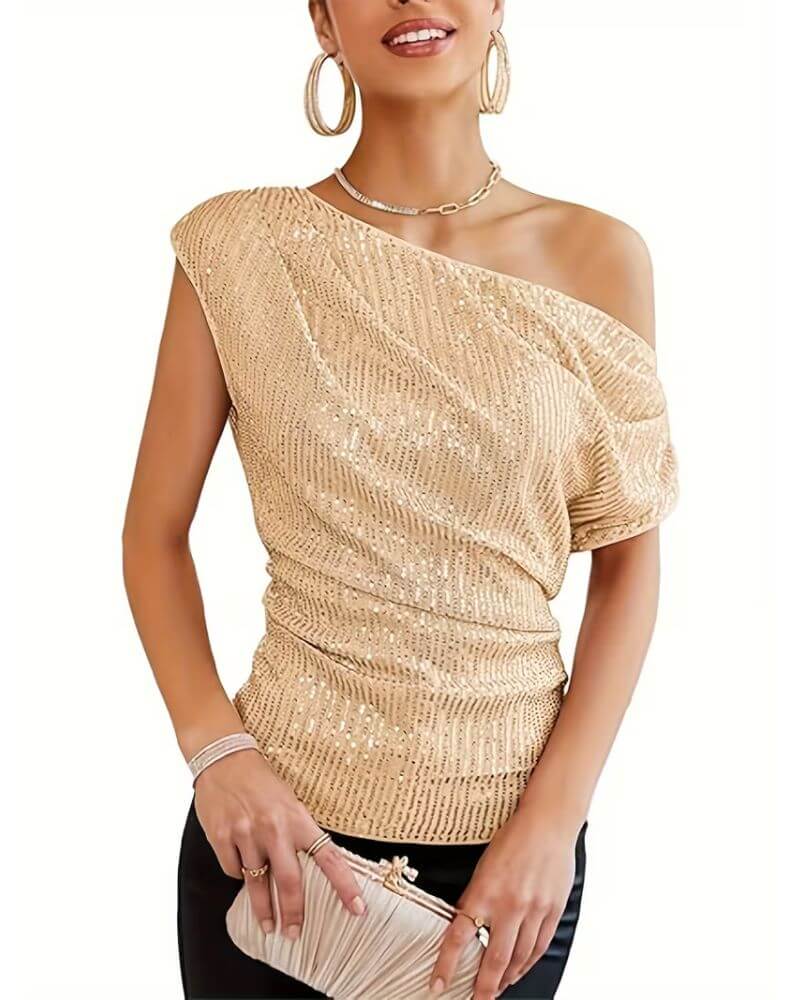 Iselin™ – Paljettopp med én skulder