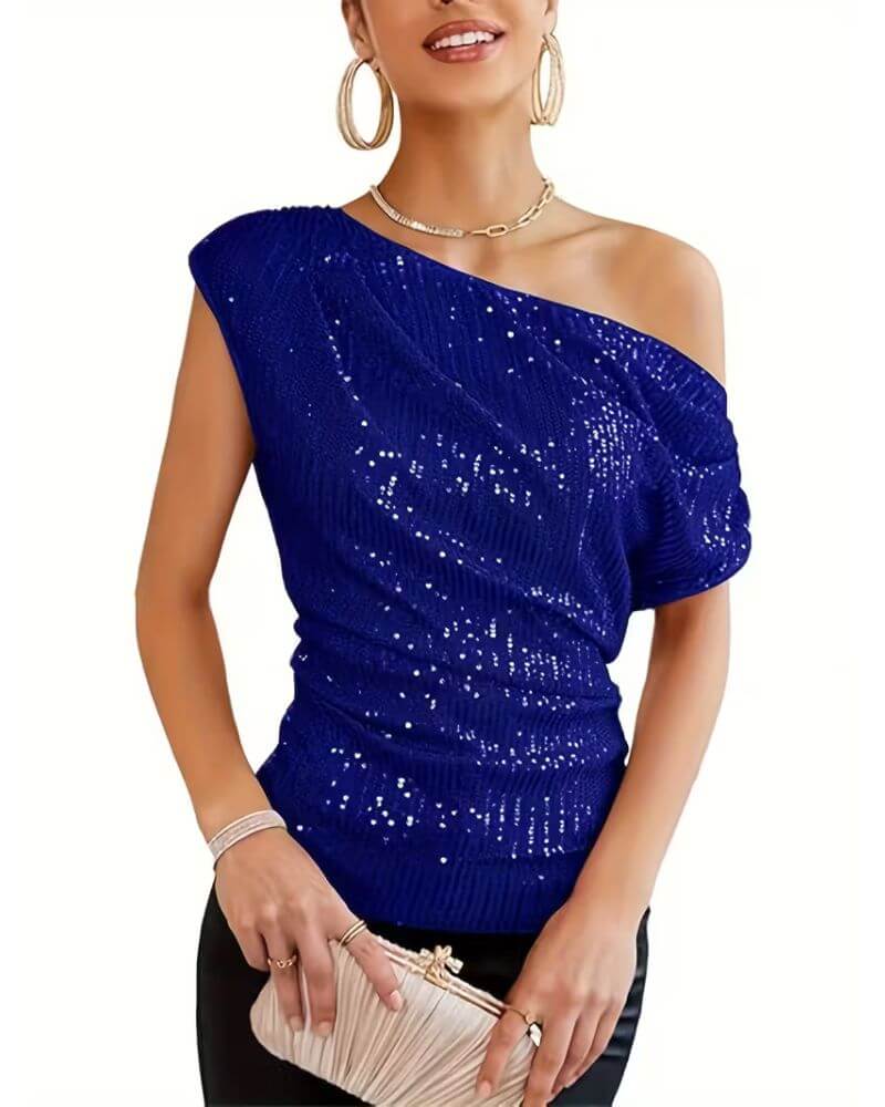 Iselin™ – Paljettopp med én skulder