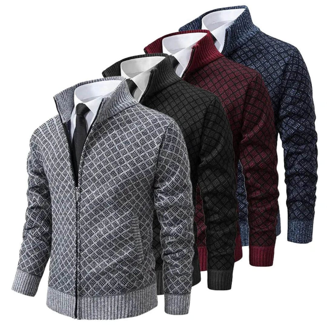 Johannes™- Slim Fit Strikket Jakke med Glidelås for Menn