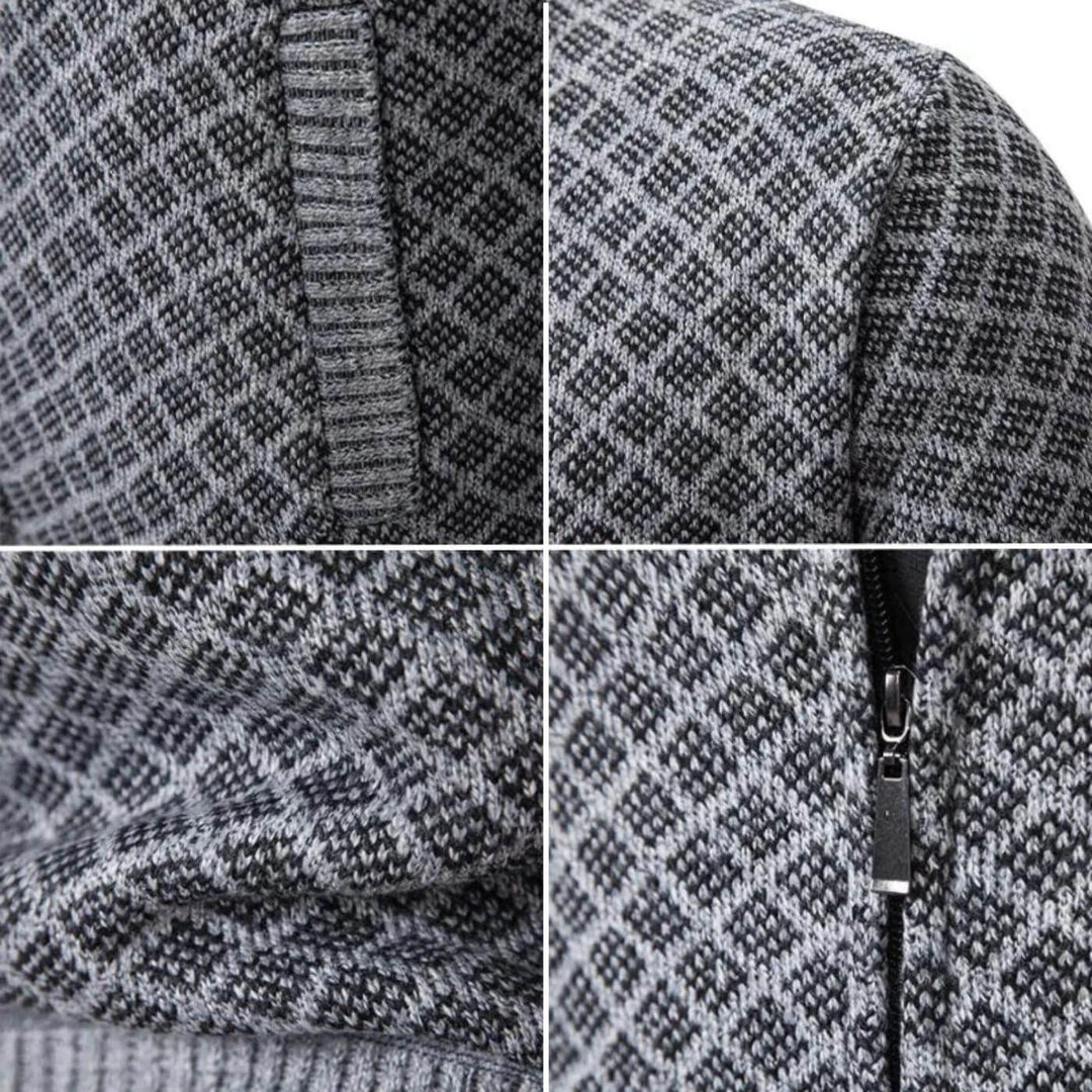 Johannes™- Slim Fit Strikket Jakke med Glidelås for Menn